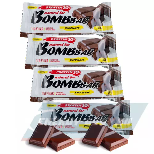 Батончик протеиновый Bombbar Protein Bar Двойной шоколад, 4 x 60 g