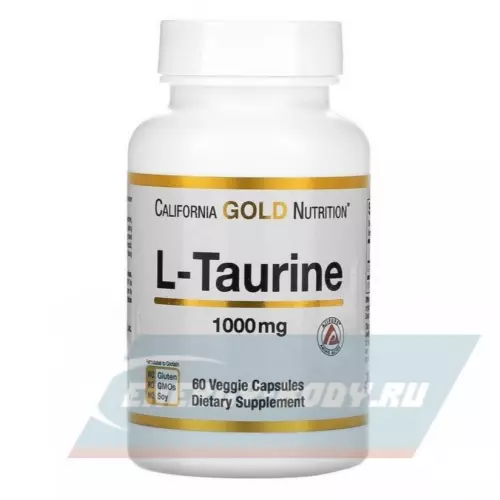 Аминокислотны California Gold Nutrition L-Taurine 60 вегетарианских капсул