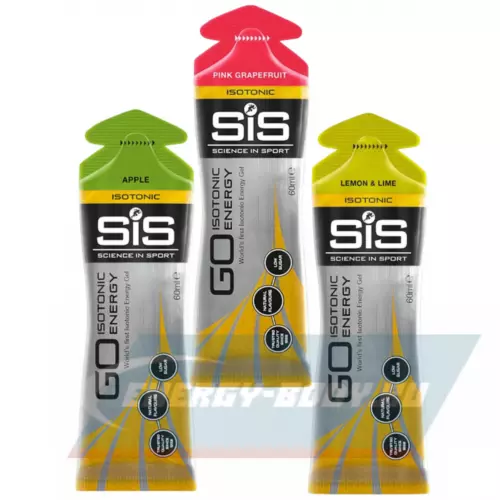 Энергетический гель SCIENCE IN SPORT (SiS) GO Isotonic Energy Gels Яблоко, Розовый грейпфрут, Лимон-Лайм, 3 x 60 мл Микс