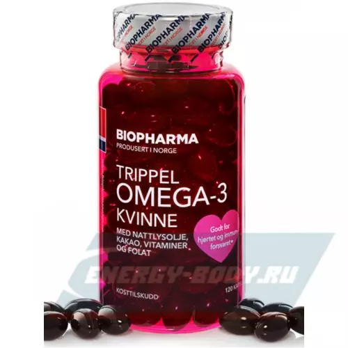 Omega 3 BIOPHARMA Trippel Omega-3 Kvinne Нейтральный, 120 капсул