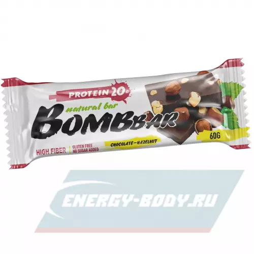 Батончик протеиновый Bombbar Protein Bar Шоколад - Фундук, 23 x 60 г