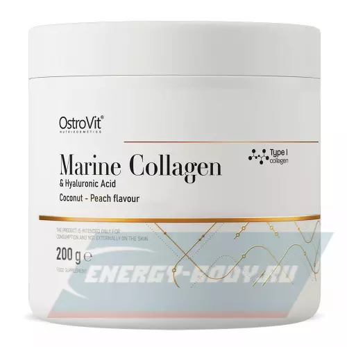COLLAGEN OstroVit Marine Collagen & Hyaluronic Acid Кокос-персик, 200 г