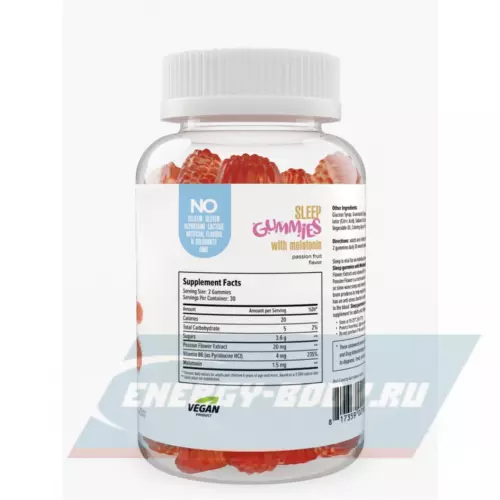  MAXLER Sleep Gummies w Melatonin Маракуйя, 60 жевательных конфет