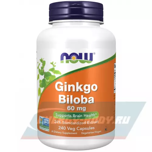  NOW FOODS Ginkgo Biloba 60 mg 240 веган капсул