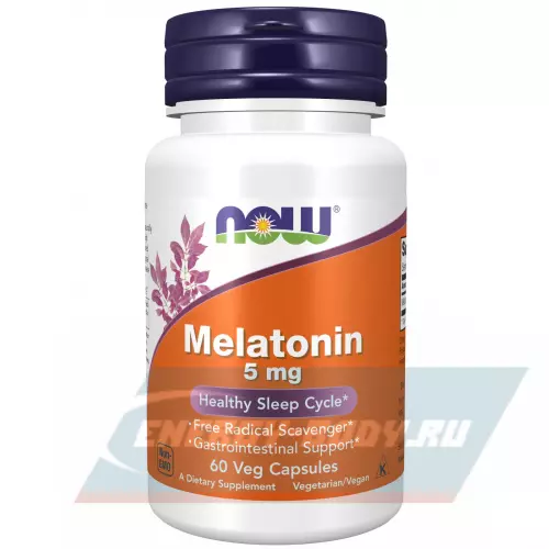  NOW FOODS Melatonin 5 mg Нейтральный, 60 веган капсул