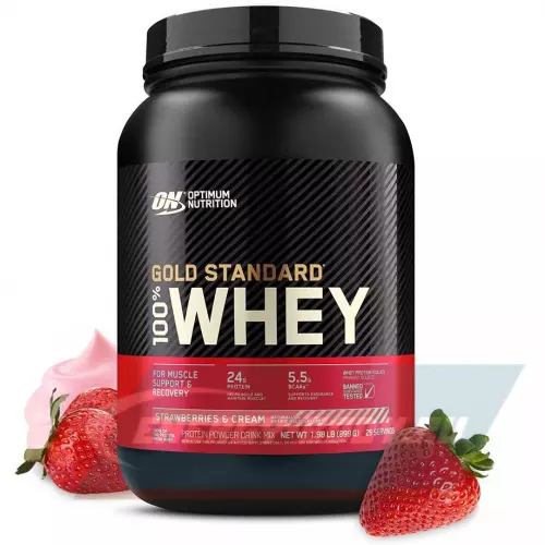  OPTIMUM NUTRITION 100% Whey Gold Standard Клубничный крем, 899 г