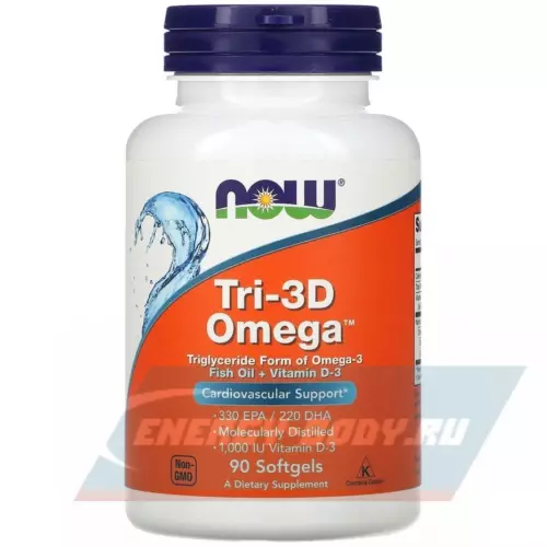 Omega 3 NOW FOODS Tri-3D Omega Fish Oil 90 гелевые капсулы