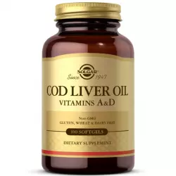 Solgar Cod Liver Oil Vitamins A#D Omega 3, Жирные кислоты
