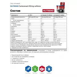 NUTREND Carbosnack 60mg caffeine Гели энергетические