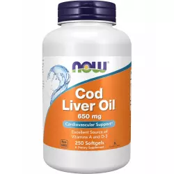 NOW FOODS Cod Liver Oil 650 mg Omega 3, Жирные кислоты