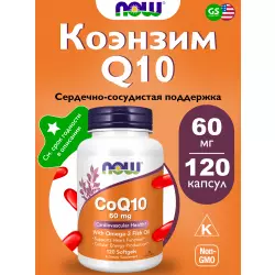 NOW FOODS CoQ10 60 mg + Omega-3 Антиоксиданты, Q10