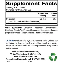 BestNaturals Potassium Gluconate 595 mg Минералы раздельные