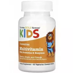 California Gold Nutrition Chewable Multivitamins with Probiotics & Enzymes for Children, Assorted F Витамины для детей