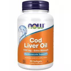 NOW FOODS Cod Liver Oil 1000 mg Extra Strength Omega 3, Жирные кислоты