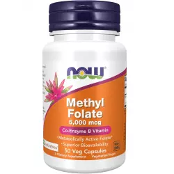 NOW FOODS Methyl Folate 5,000 mcg форма фолиевой кислоты Витамин B9 Витамины группы B