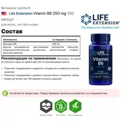 Life Extension Vitamin B6 250 mg Витамины группы B