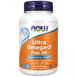 NOW FOODS Ultra Omega-3 Fish Oil 500 EPA / 250 DHA Omega 3, Жирные кислоты