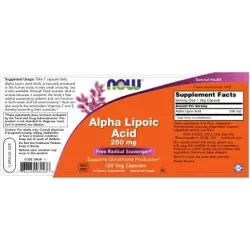 NOW FOODS Alpha Lipoic Acid – Альфа-липоевая кислота 250 mg Антиоксиданты, Q10