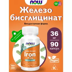 NOW FOODS Iron 36 mg Ferrochel Минералы раздельные