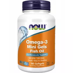 NOW FOODS Omega-3 Mini Gels Fish Oil Omega 3, Жирные кислоты