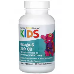 California Gold Nutrition Kid’s Omega-3 Fish Oil, Natural Strawberry Flavor Omega 3, Жирные кислоты