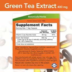 NOW FOODS Green Tea Extract 400 mg Антиоксиданты, Q10